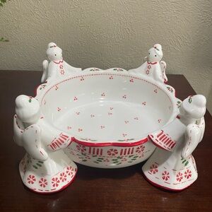 Temptations by Tara Holiday Serving Bowl with Angel Handles and a Scalloped Edge